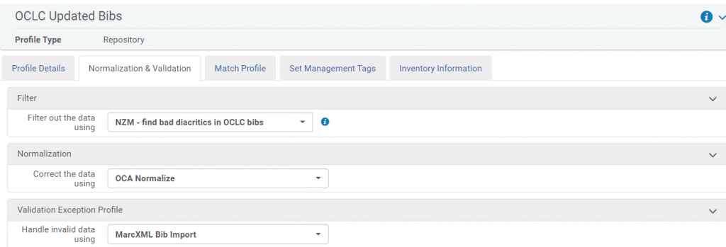 Normalization & Validation tab