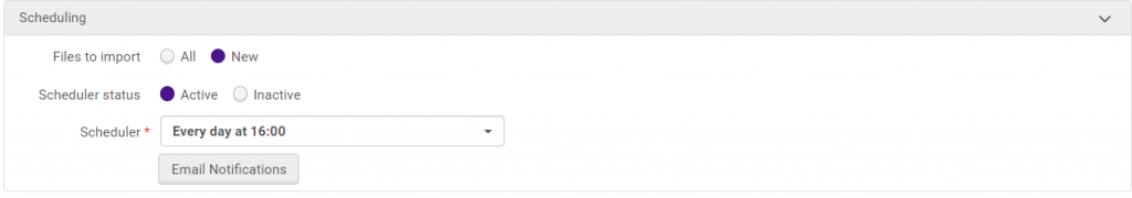 Profile details tab, scheduling section