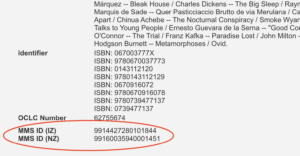 IZ and NZ MMS IDs in Primo VE ful record