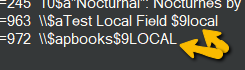 picture showing MARC metadata fields with subfield 9 local