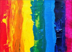 Painted rainbow flag